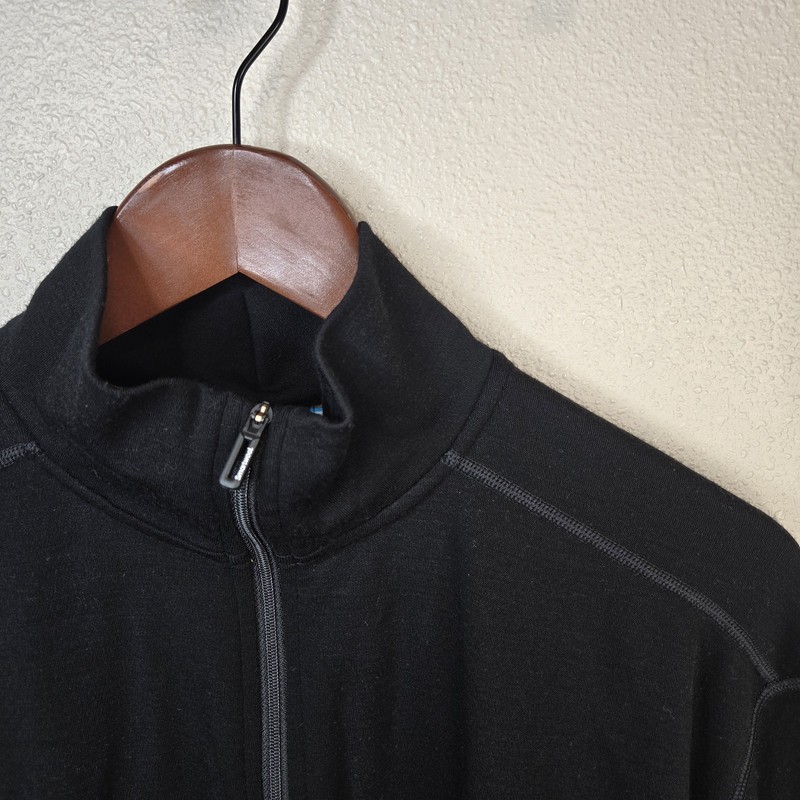 SMARTWOOL Merino 250 1/4 Zip Pullover Shirt Top Base Layer Black Men's L Hiking gallery