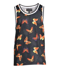 NO BOUNDARIES Men’s XSmall Unisex Womens Black Soot Butterfly Mesh Tank NWT
