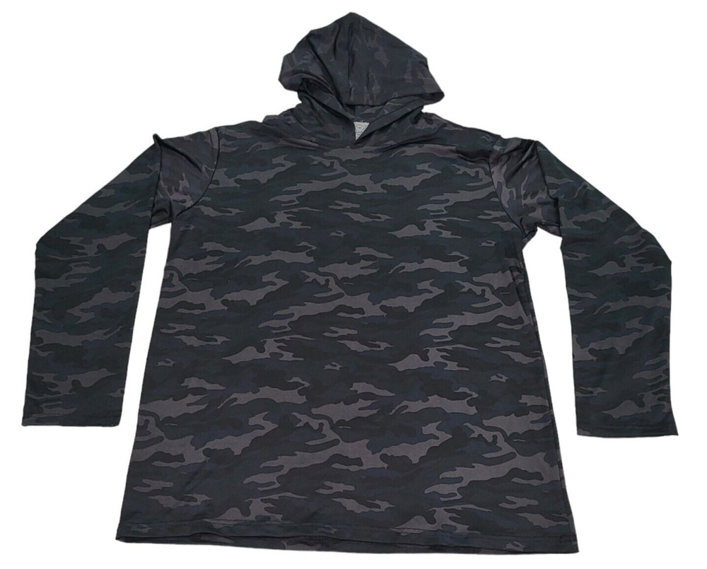 Real Essentials Hoodie Mens Size Medium Lightweight Performance Camo Dark Gray