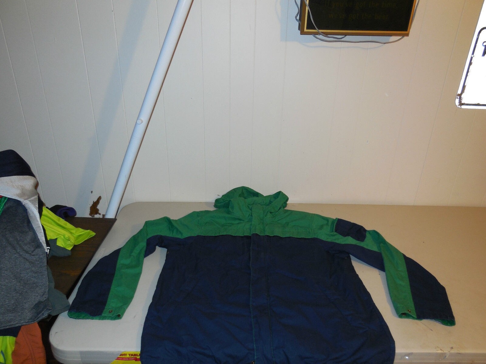 The North Face Men's Hooded Jacket Coat Green Blue Zip Athletic Cotton Large gallery
