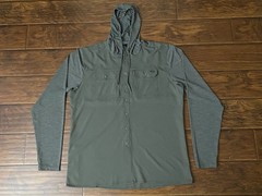 Anetik Vint UV Technology Mens Olive Green Snap Hoodie Shirt Lightweight 2XL