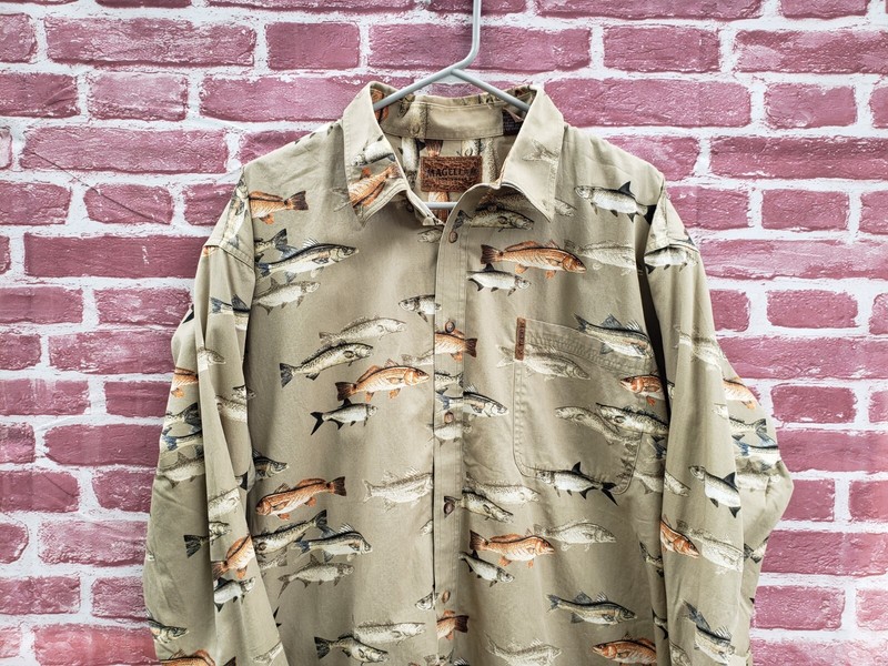 🔥 Magellan Sportswear Fishing Fish Button Down Shirt Men's 2XL Loose 3XL gallery