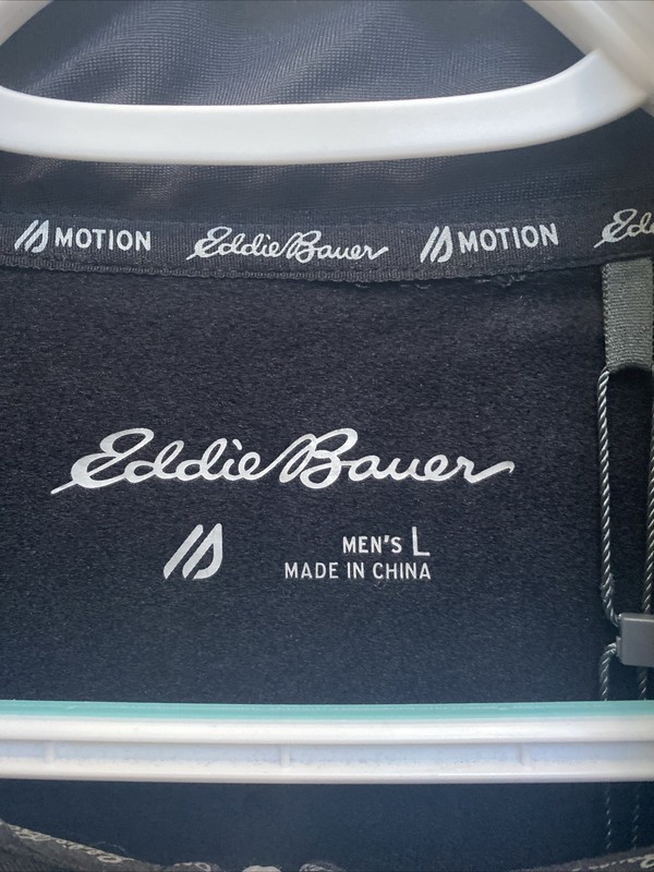 Eddie Bauer Motion Men's Large Black Pullover Long Sleeve 1/4 zip Free Dry NWT gallery