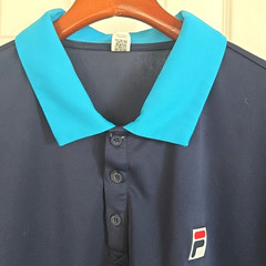 Mens Fila Sport Golf Polo Shirt Sz XL Moisture Wicking Navy Turquoise Excellent