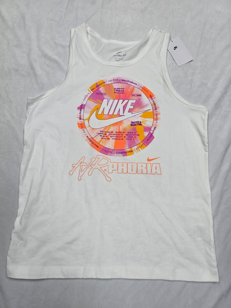 Nike Mens Sportswear Air-Phoria Tank Top White Pink Orange FV3726-100 Size S New