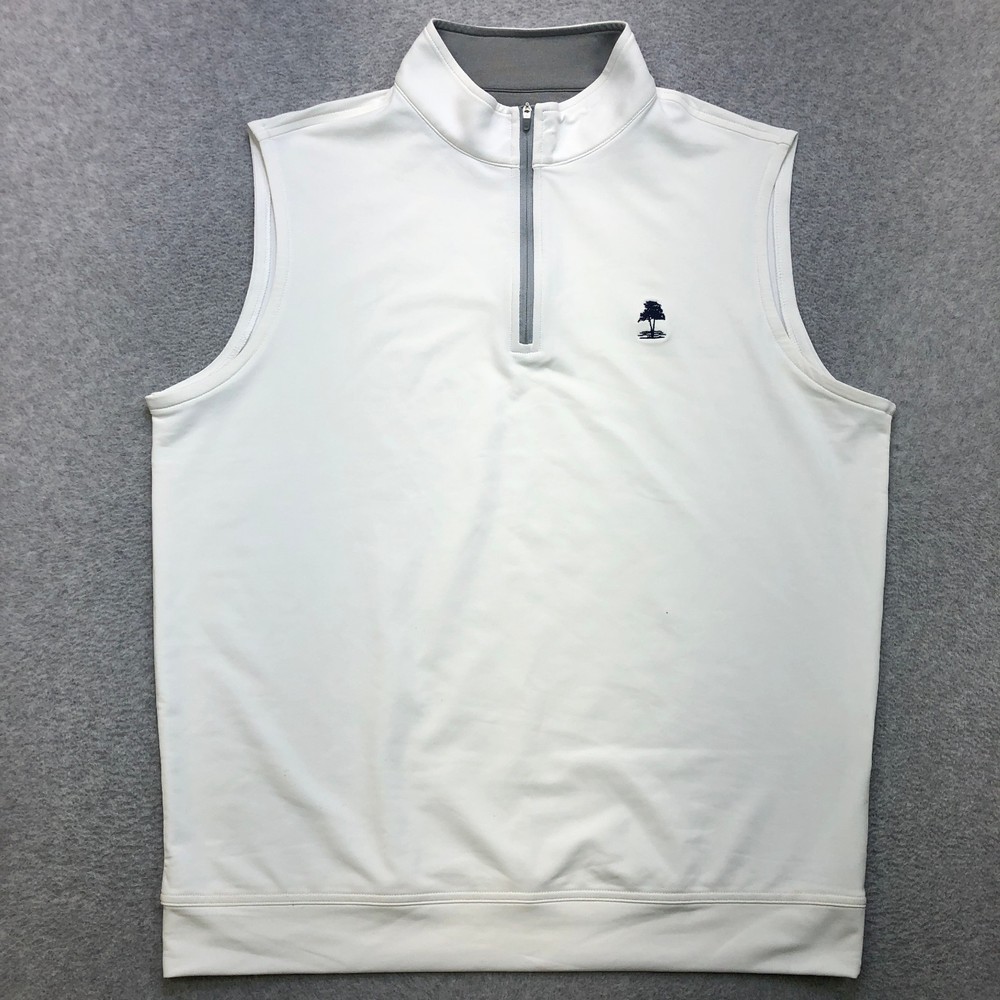 Peter Millar Pullover Men's Large White Galways Stretch Loop Quarter Zip Golf