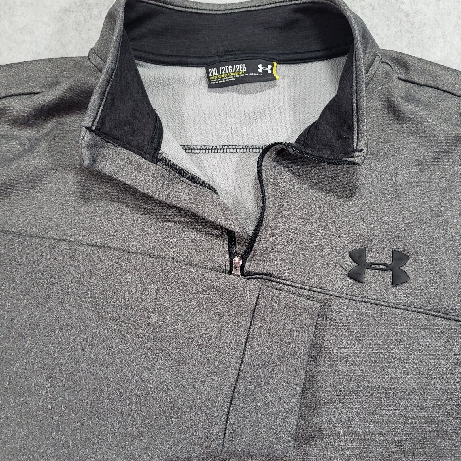 Under Armour 1/4 Zip Long Sleeve Fleece Pullover Mens 2XL Loose Gray gallery