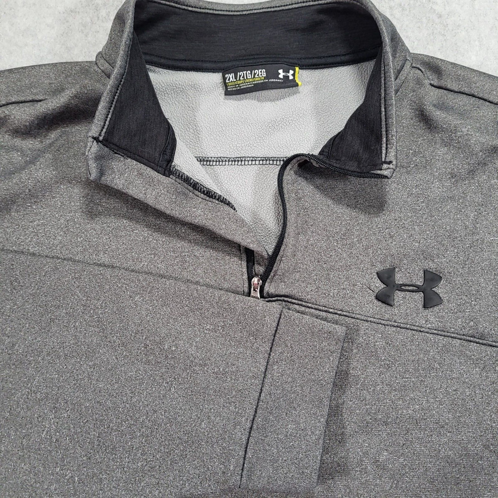 Under Armour 1/4 Zip Long Sleeve Fleece Pullover Mens 2XL Loose Gray