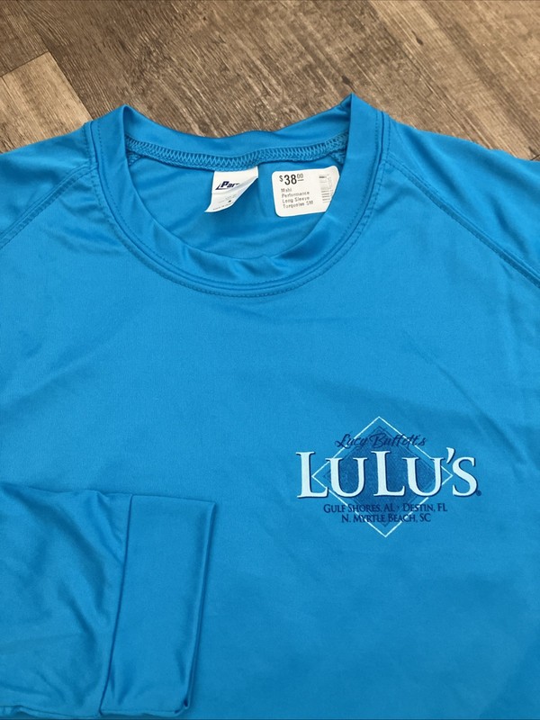 Mens Small SPF 50 Long Sleeved Lucy Buffett's LuLu's Restaurant Blue Mahi gallery