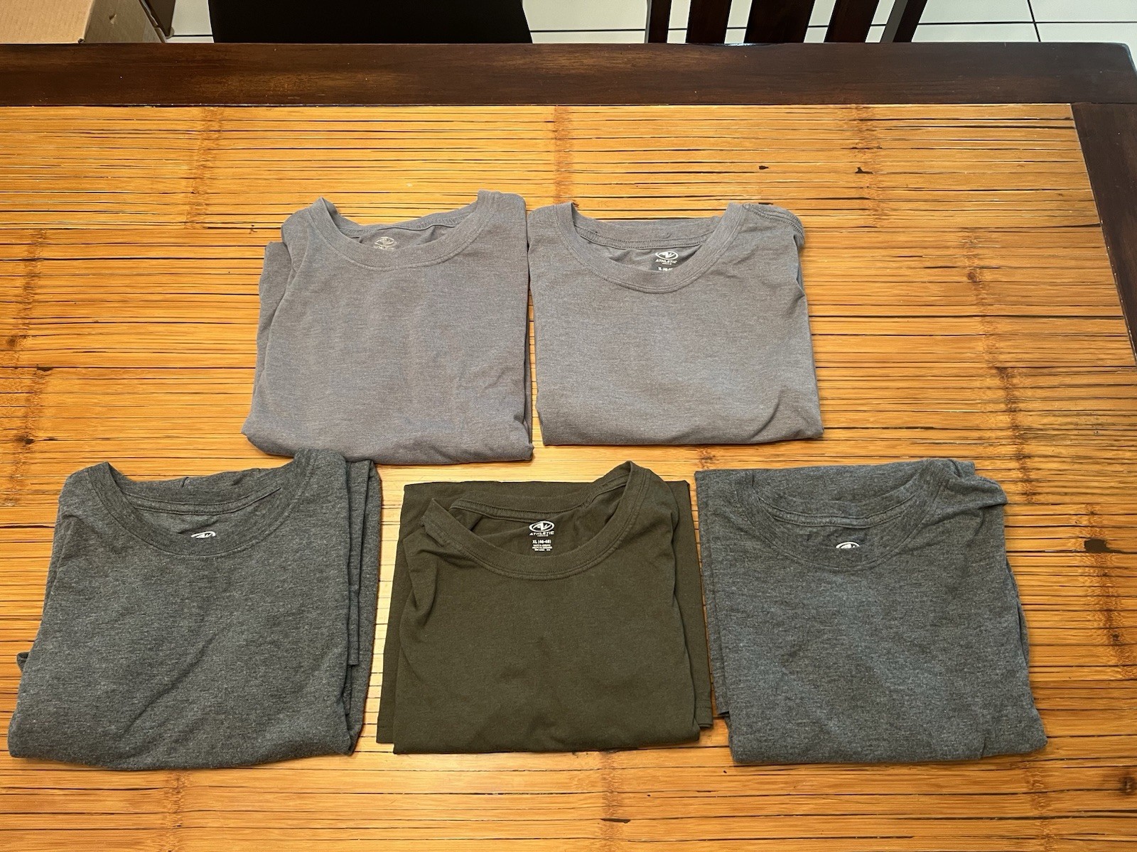Five (5) Athletic Works Men's XL T-Shirts, Gray, Charcoal, and Olive Green! gallery