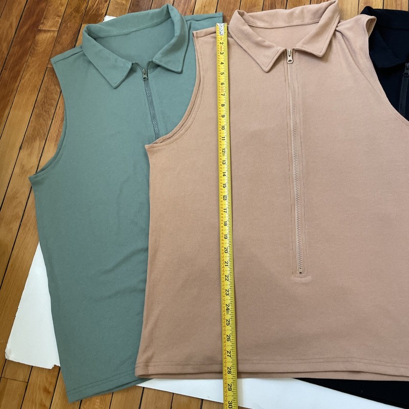 Manfinity Mens XXL Knit Zipper Tank Top Sleeveless Lot Of 3 Black Tan Green gallery