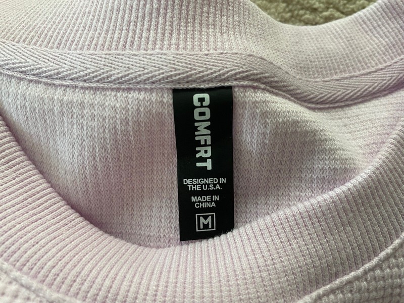Comfrt Waffle Lounge Long Sleeve Crew Neck Shirt Lavender Unisex Sz Medium M gallery