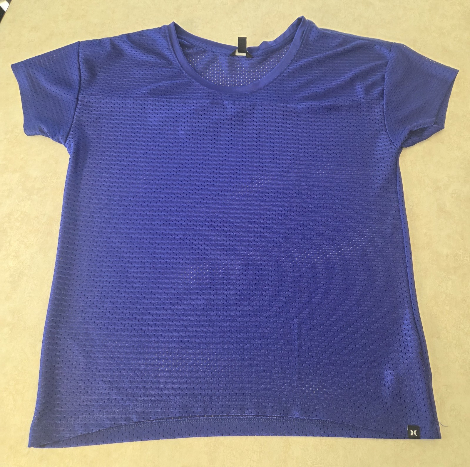 Hurley Men's Blue Mesh Breathable Crew Neck Logo Gym T-Shirt Size L A-0016 gallery