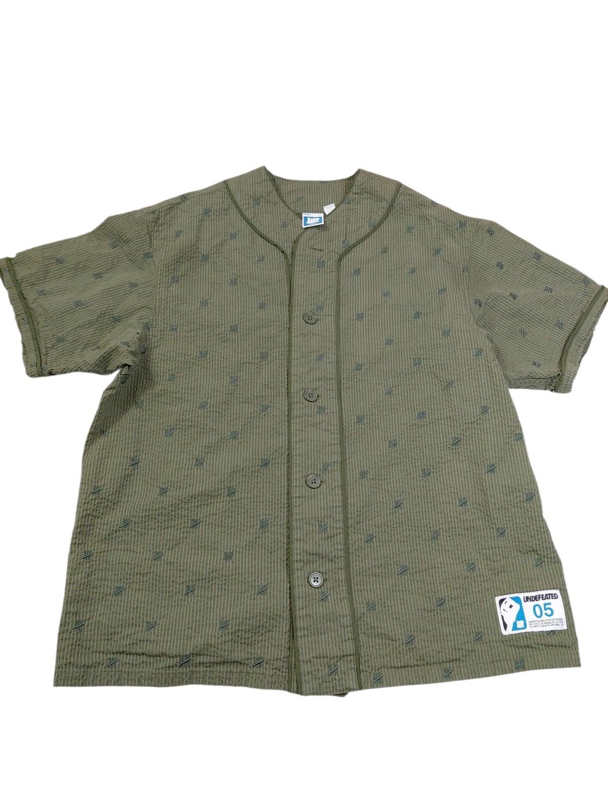 Undefeated Shirt Baseball Jersey UNDFT Embroidered Olive Green Mens Size Medium gallery