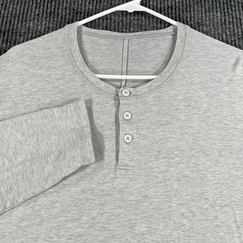 Lululemon Henley Shirt Mens Large Gray Long Sleeve Casual Comfort Outdoor Active gallery