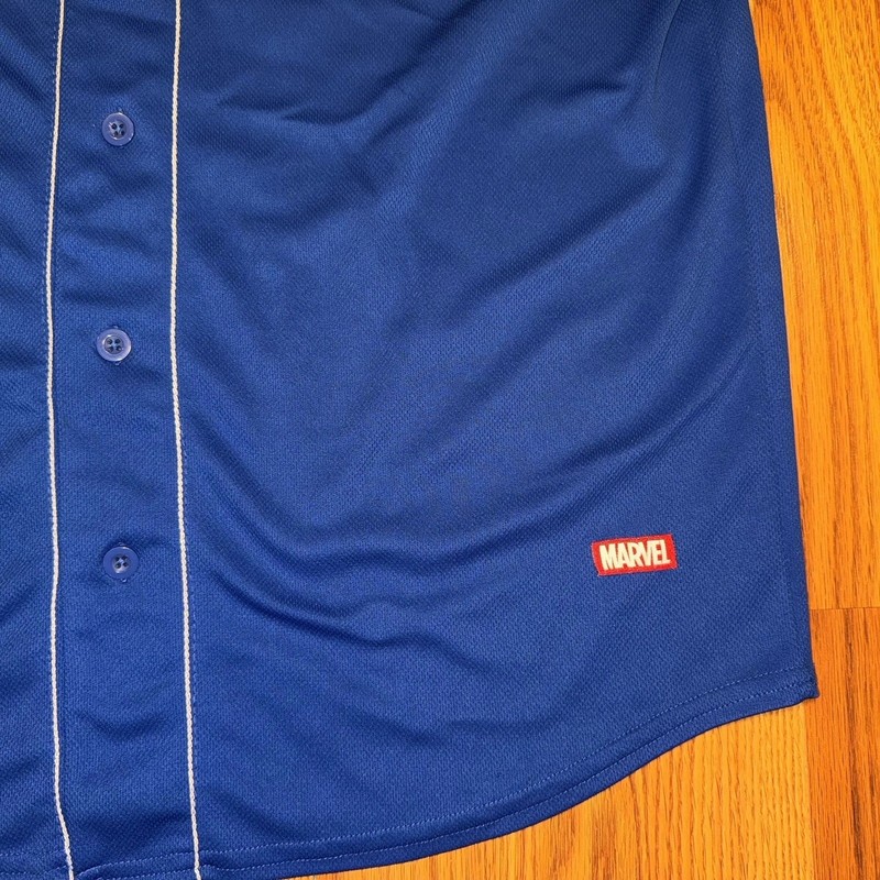 Captain America Marvel Avengers Assemble Blue Baseball Jersey Men’s Size M gallery