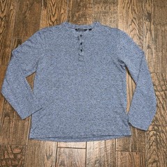 Travis Mathew Mens Longsleeve Heather Blue Cotton Modal Longsleeve Henley Large