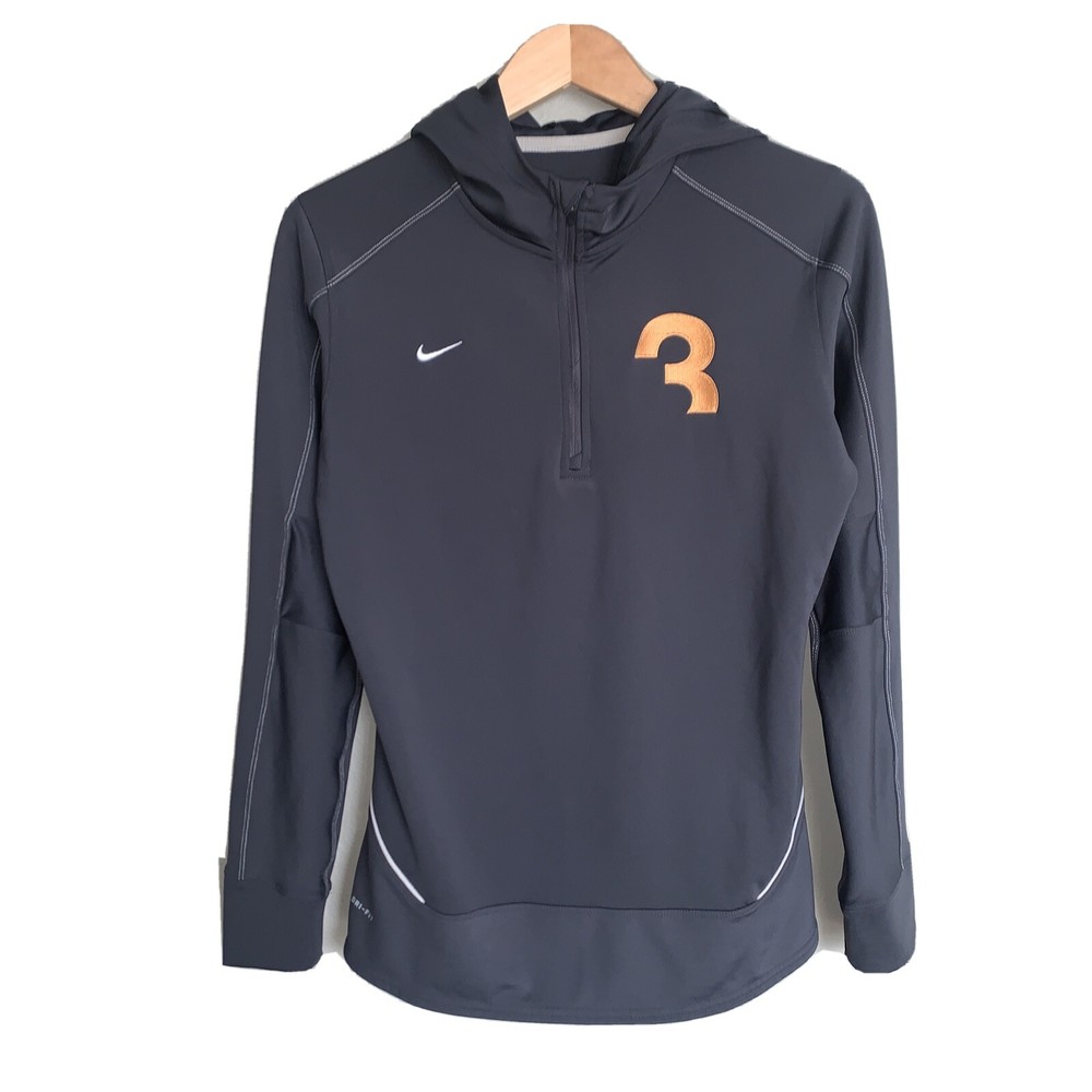 Nike Dri-Fit Mens Training Runners Reflective 1/4 Zip Gray Hooded Pullover sz M