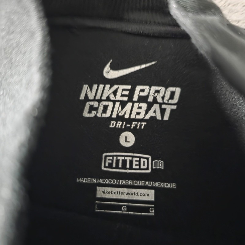 Nike Mens L Pro Combat Dri-FIT Mock Neck Base Layer Shirt Black Fitted Long Slv gallery