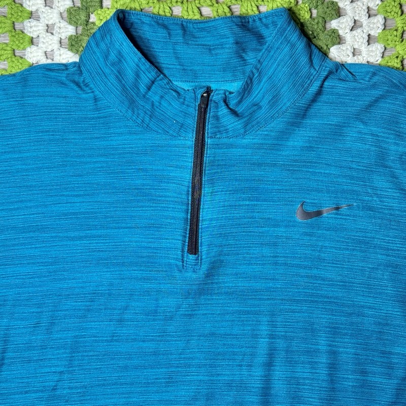 Nike Shirt Men Large Blue Pullover Quarter Zip Performance Running Sweater gallery