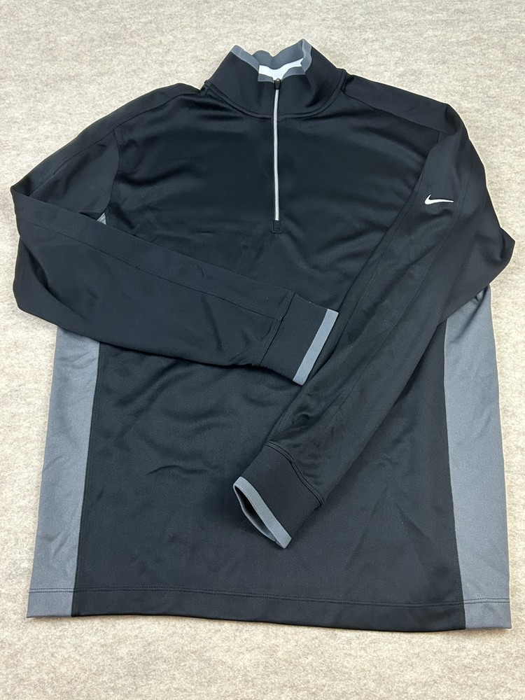 Nike Dri-Fit 1/4 Zip Black and Gray Pullover Men's Size Medium