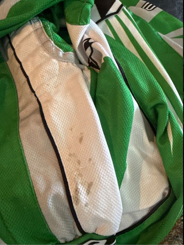 AXO Team Issue Motocross Jersey Green White Long Sleeve Racing MX Sz. Large Read gallery