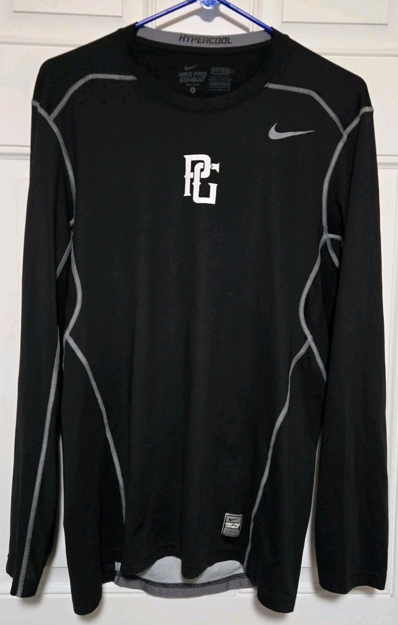 Nike Pro Combat Shirt PG Perfect Game Mens Size L Black Dri-fit Fitted Hypercool gallery