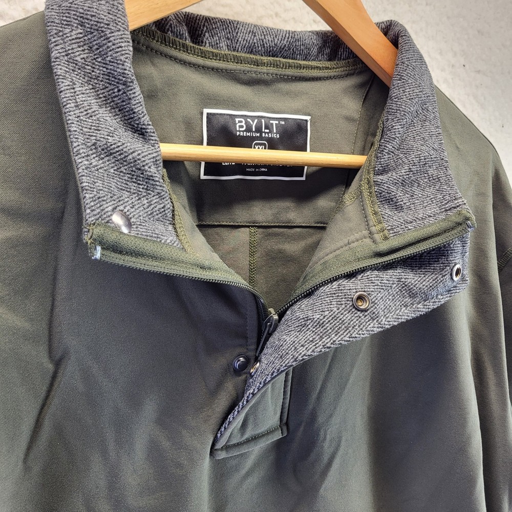 BYLT Elite Fairway Drop Cut Pullover Men 2XL 1/4 Zip Magnetic Snap Green