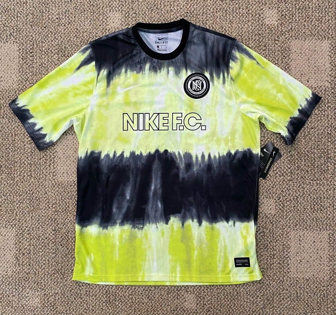 Nike F.C. Jersey Shirt Short Sleeve Soccer Black Volt CK5572 010 Men's Medium M gallery
