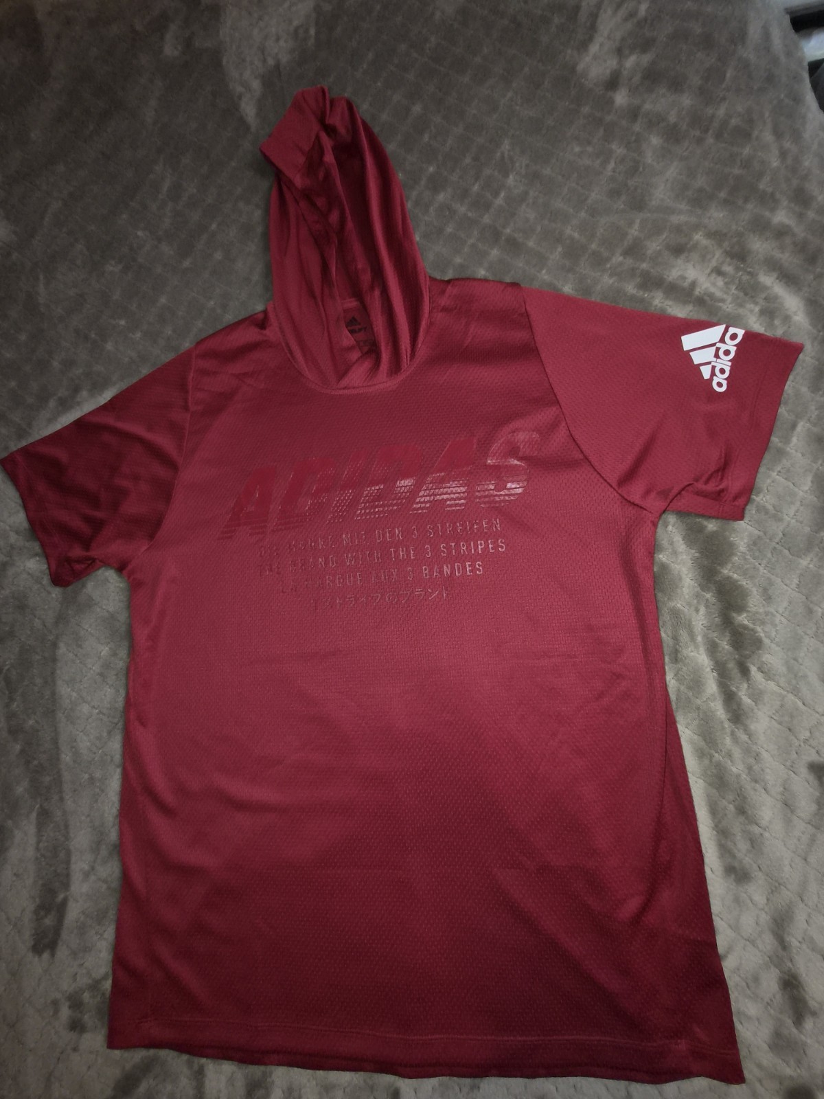 Adidas Men's FreeLift Hooded Mesh T Shirt Hoodie Tee Red Size L gallery