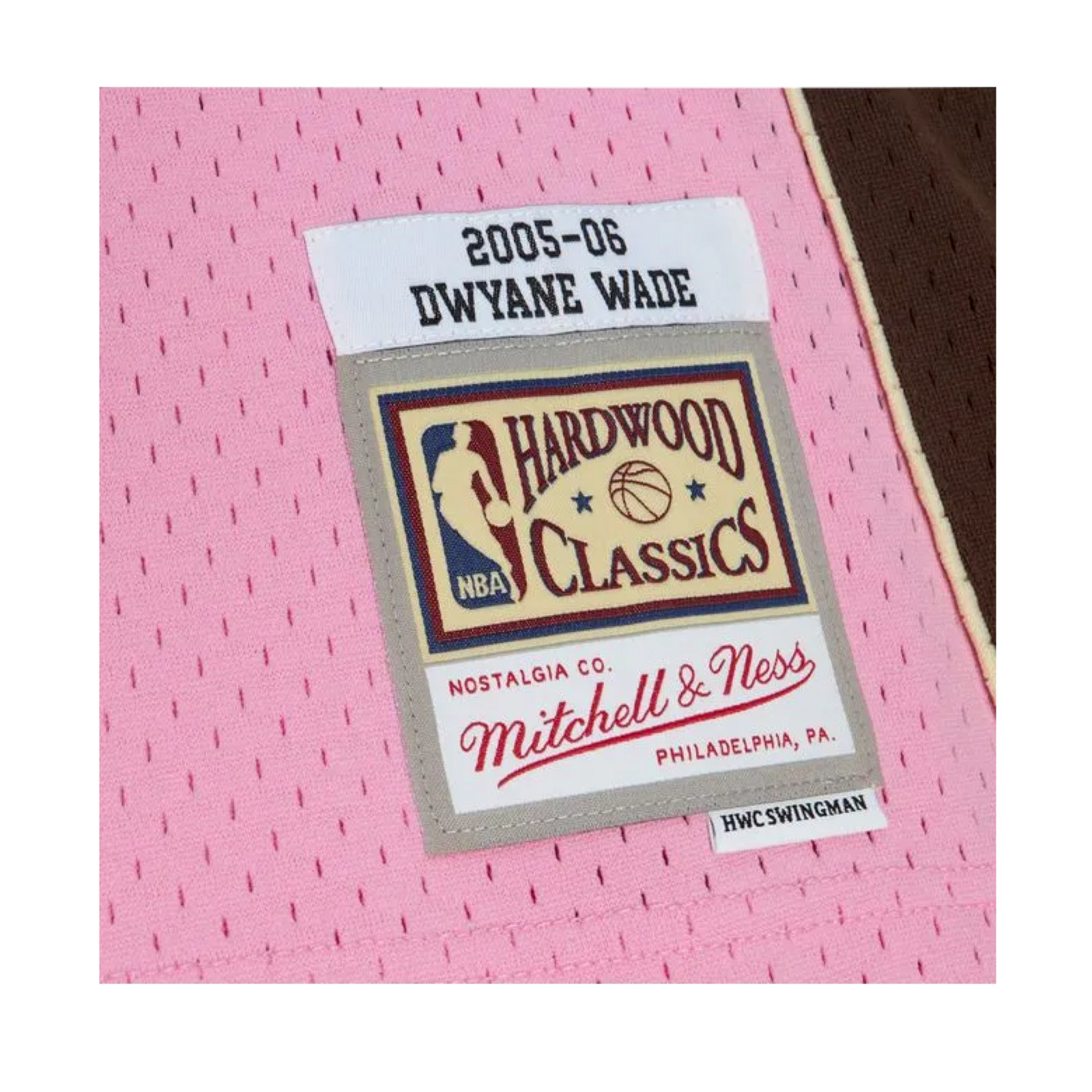 MENS MITCHELL & NESS PINK SUGAR BACON SWINGMAN JERSEY HEAT 2005 DWYANE WADE gallery
