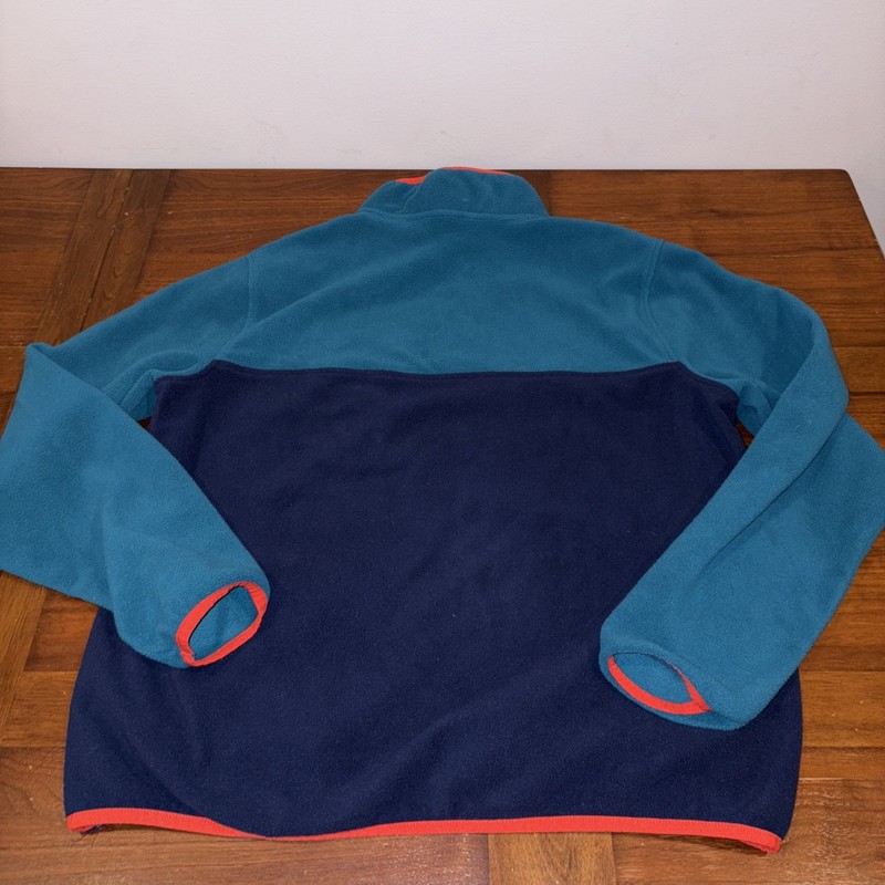 Lands' End Fleece Pullover Top Shirt Soft Stretch Teal Navy Orange Men's Size L gallery