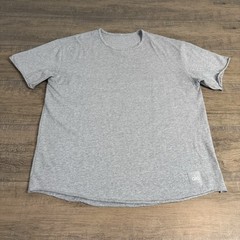 ALO Yoga Mens T-Shirt Size (L/XL) Light Gray Heavy Cotton Rolled Hems B19