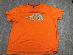The North Face Mens T-Shirt 2XL Orange Graphic FlashDry Climbing Gear Hiking Tee