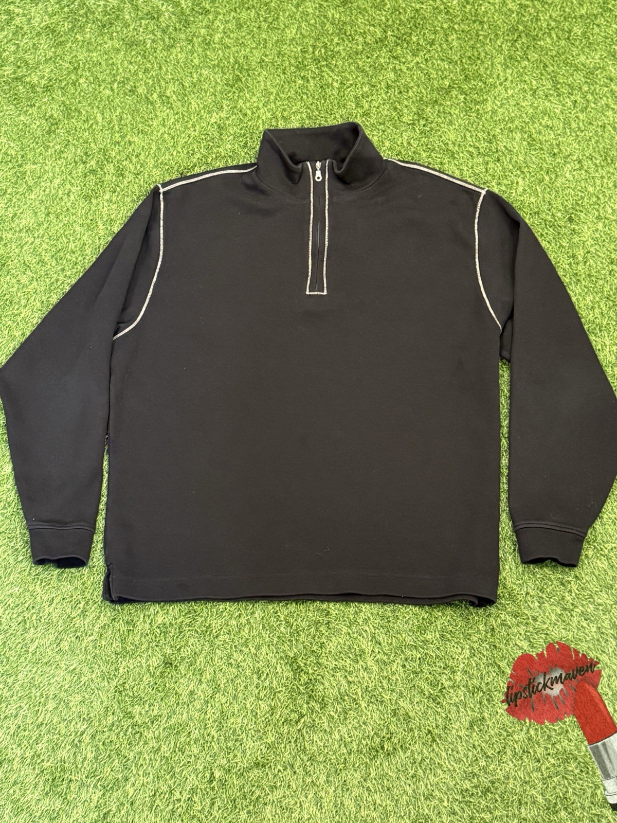 Scott Barber 1/4 Zip Long Sleeve Large Black Pullover Shirt Sweater Pima Cotton gallery
