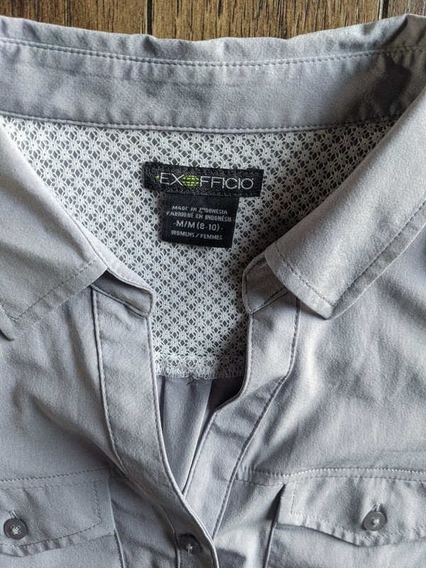 ExOfficio Mens Medium (48 in Chest) Gray Vented Back Roll-Tab Sleeve Button Down gallery
