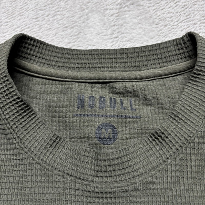 NOBULL Crewneck Shirt Mens M Green Waffle Knit Thermal Midweight Made In USA gallery