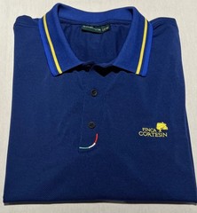 Chervo Finca Cortesin Golf Shirt Polo Men XL 56 Blue Embroider Yellow Logo Flaw