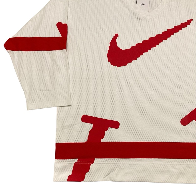 Nike Sportswear Club Swoosh Hockey Jersey XXL Oversized Fit White Red HV1137-100 gallery