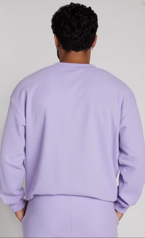 Comfrt Waffle Lounge Long Sleeve Crew Neck Shirt Lavender Unisex Sz Medium M gallery