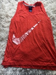 Nike Men’s Red Logo Tank Top S Cotton Knit Lightweight Crew Neck Pullover