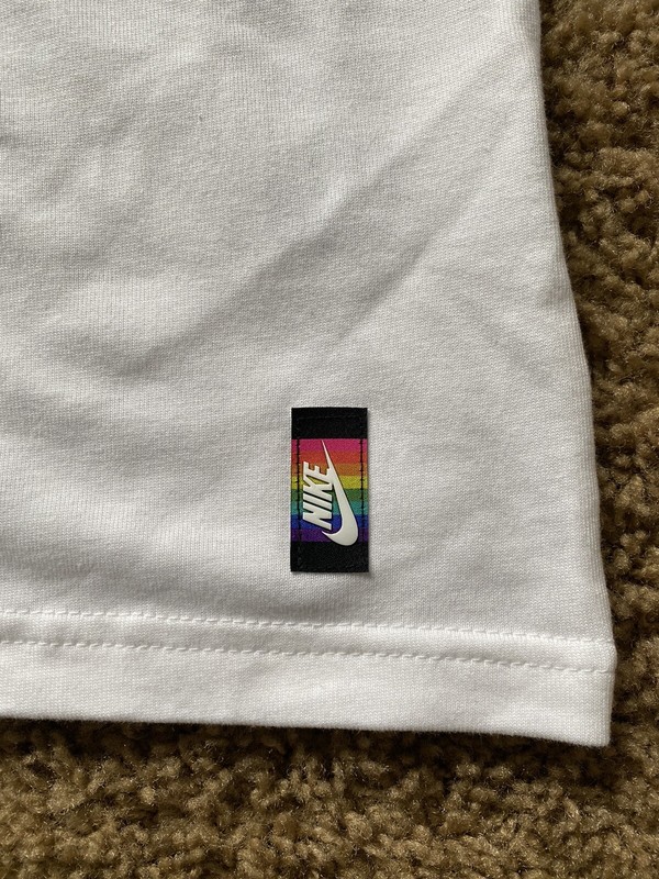 Nike 2019 Be True Gilbert Baker Rainbow Pride Retro Logo T Shirt Size Small gallery