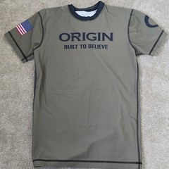 Origin Men’s Compression Shirt Short Sleeve Crew Neck L Green Made in USA