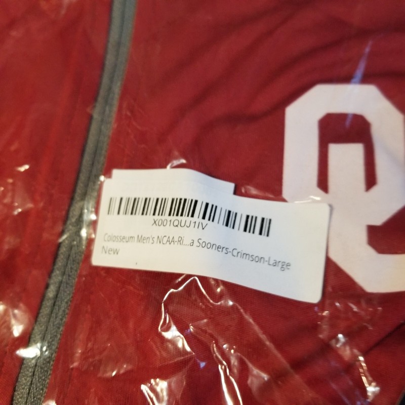 Colosseum Men's Oklahoma Sooners OU Quarter-Zip Thin Light Jacket Red L Large gallery