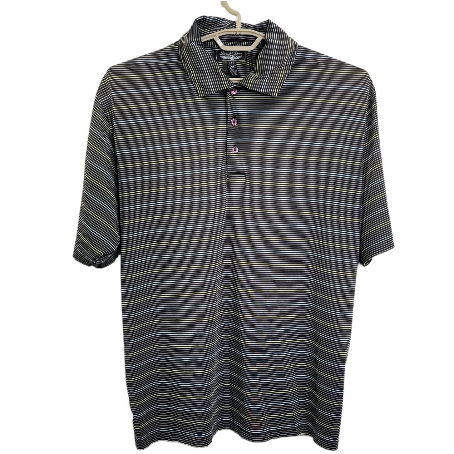 Straight Down Mens Performance Golf Polo Shirt Stripe Size Large gallery