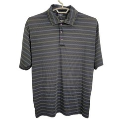 Straight Down Mens Performance Golf Polo Shirt Stripe Size Large