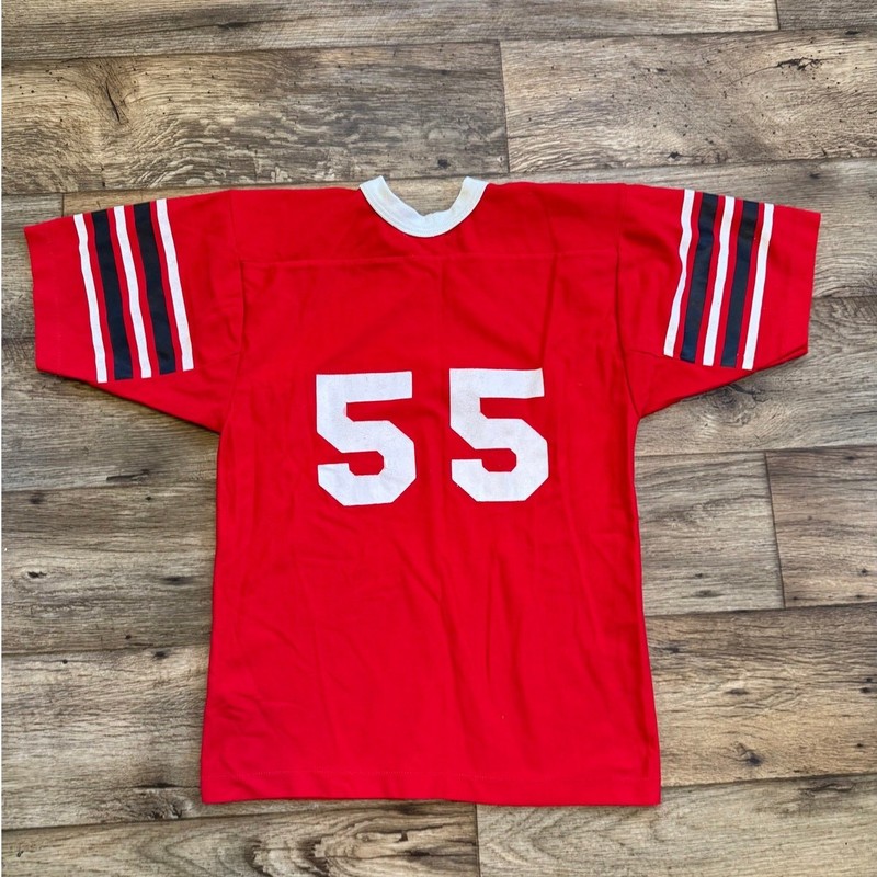 Vintage 80s Red #55 All Nylon High School Jersey gallery
