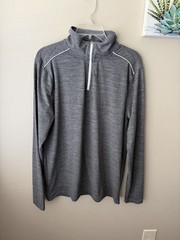 J Crew Performance Pullover Mens L Heather Gray 1/4 Zip Stretch Long Sleeve