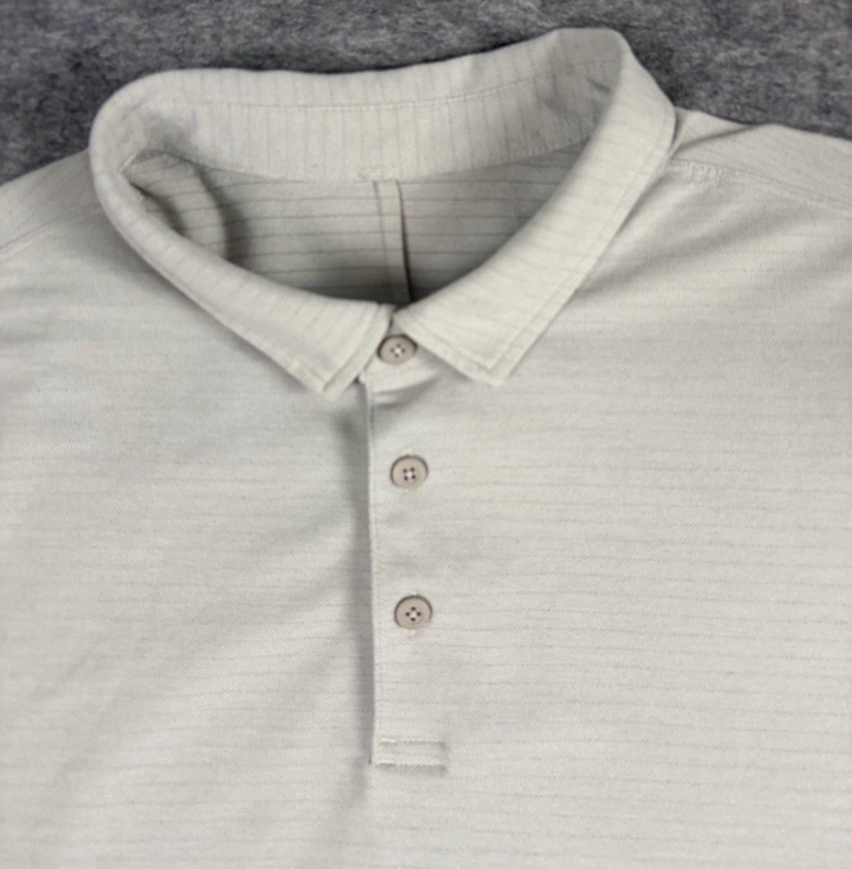 Lululemon Evolution Polo Shirt Mens M Slim Fit Beige Long Sleeve Sweat Wicking gallery