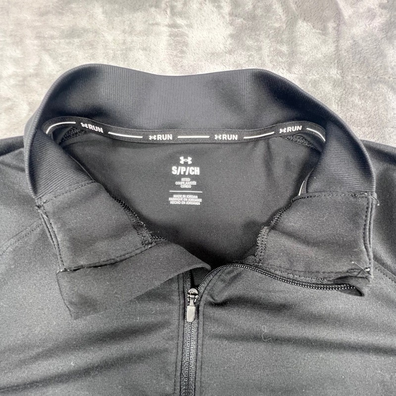 Under Armour Quarter Zip Mens Small Black HeatGear Run Pullover Long Sleeve Top gallery